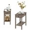 Set of 2 Rustic Oak Classic Rectangular Side Tables with Drawers